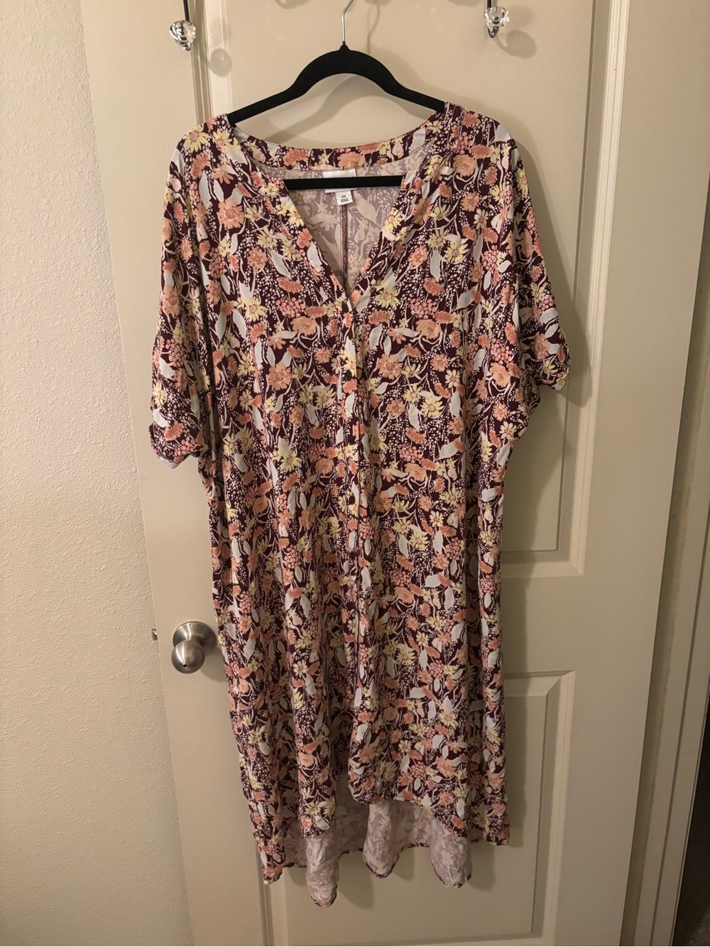Ava & Viv Floral Button-Front Midi Dress Floral 2X EUC Comfy Business Casual